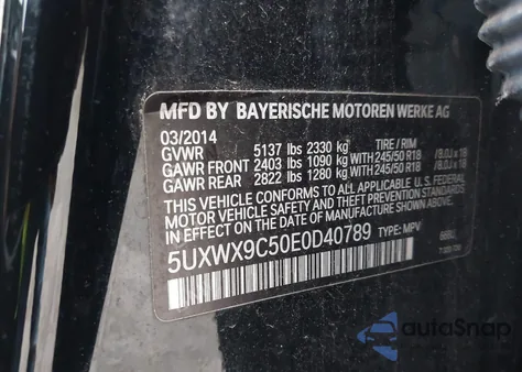 2014 BMW X3 xDrive28I из США, поврежденный, VIN 5UXWX9C50E0D40789